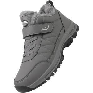2025 Baskets d&rsquo;hiver doublées pour femme – Confortables et antidérapantes – Bottes d&rsquo;hiver décontractées à bout rond – Bottines courtes pour femme – Bottes de neige pour femme(Gris)
