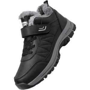 2025 Baskets d&rsquo;hiver doublées pour femme – Confortables et antidérapantes – Bottes d&rsquo;hiver décontractées à bout rond – Bottines courtes pour femme – Bottes de neige pour femme(Noir)
