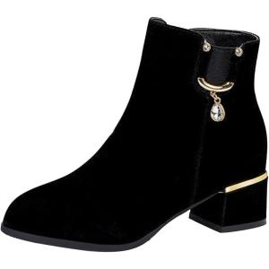 Bottes Femme Bottines Camperos Western Classique Bottes de cheville pour femme Semelle extérieure antidérapante Tige PU Chic & élégant Talon bloc(Noir)