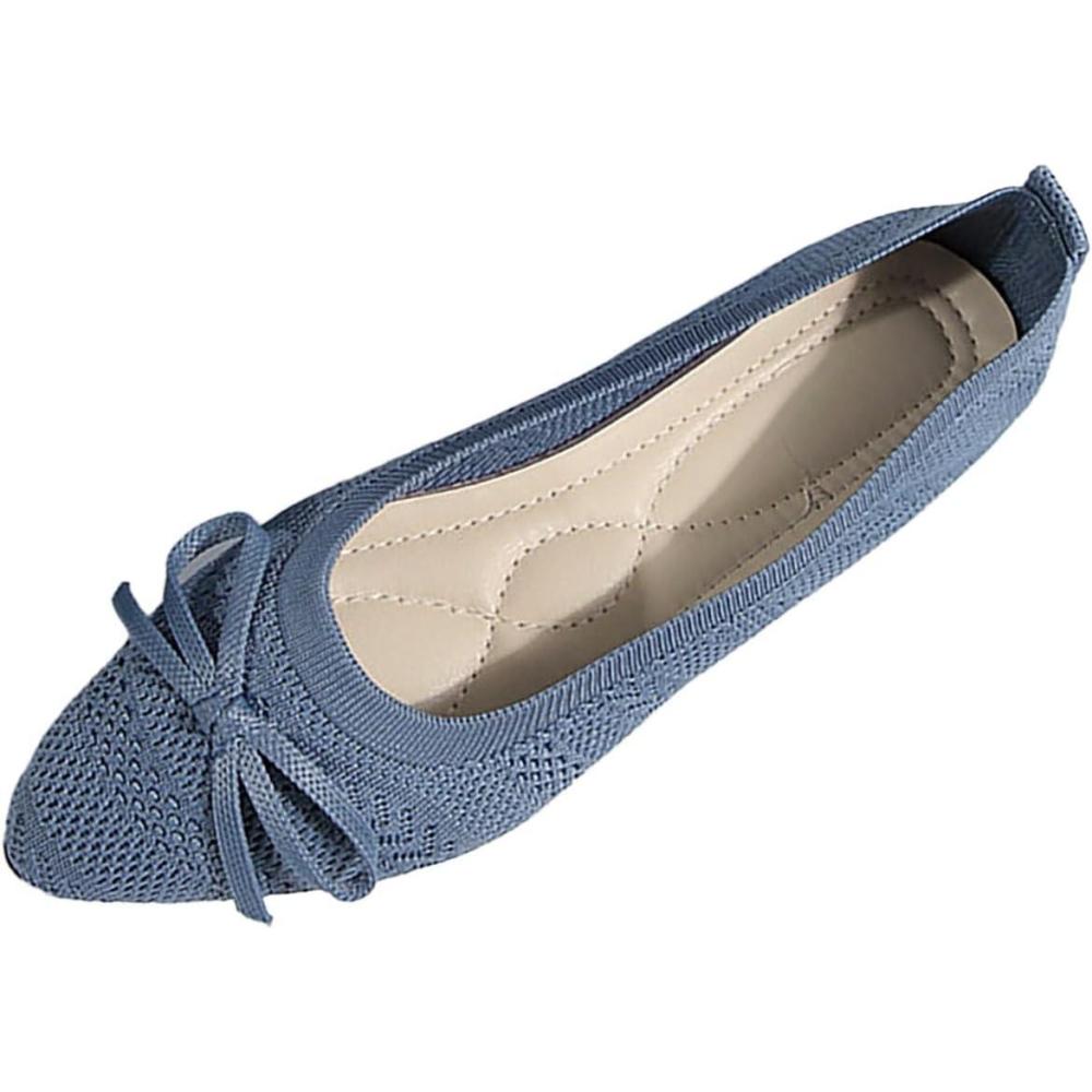 image:imageBasket Compensee Femme Mocassins de Ballet Confortables et lgants en Bout Pointu pour Femmes Confortable Orthopdique Marche Basket Chaussu Respirantes Antidrapantes BasquettesBleu