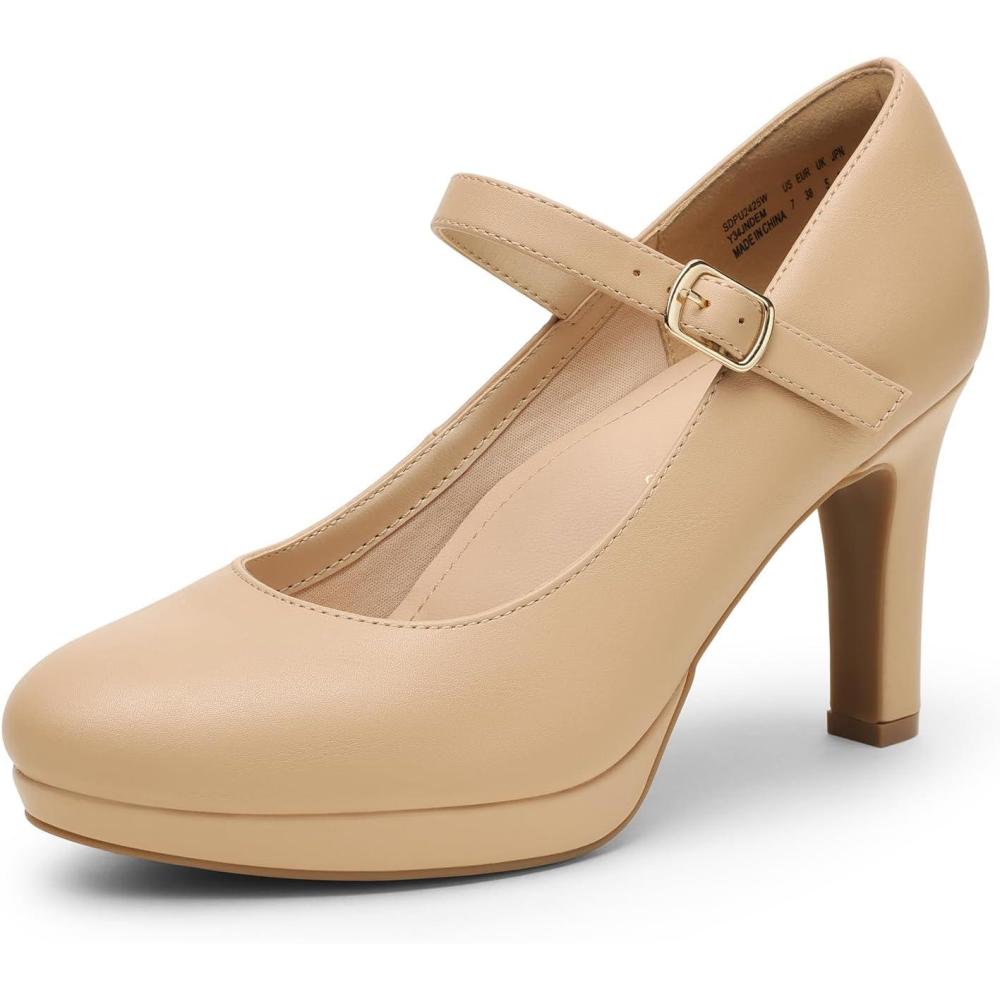 image:imageDREAM PAIRS Escarpins Femme Classique Chaussure Talons Hauts Mary Jane pour Femmes SDPU2425WNu