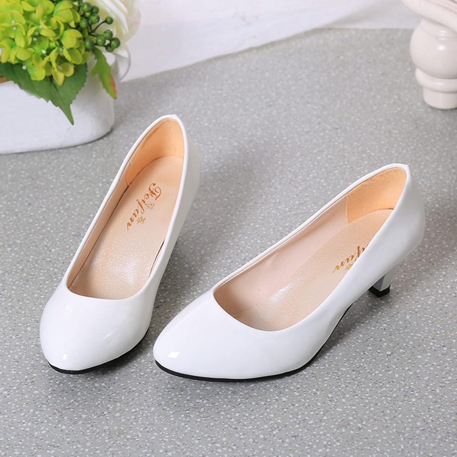 image:imageChaussures Talon Classiques pour Femme Escarpins Petit Talon en PU Confortable Femmes Escarpins Chaussures Talon Haut Chaussures Classiques pour Dame Mariage BureauA1 Blanc
