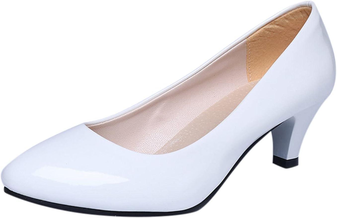 image:imageChaussures Talon Classiques pour Femme Escarpins Petit Talon en PU Confortable Femmes Escarpins Chaussures Talon Haut Chaussures Classiques pour Dame Mariage BureauA1 Blanc