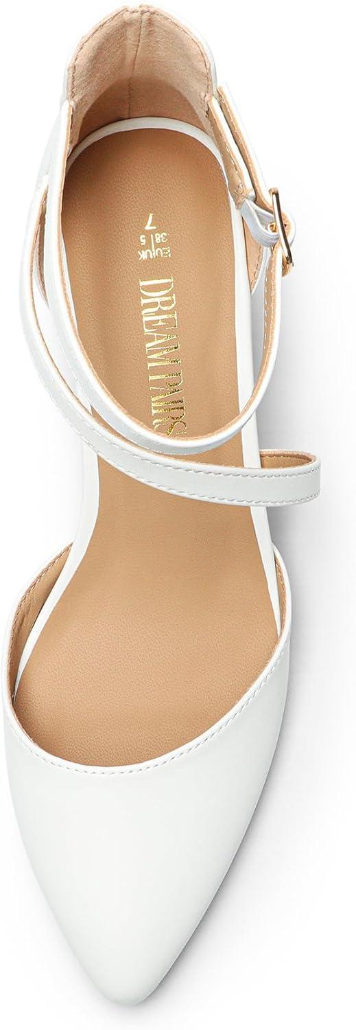 image:imageDREAM PAIRS Escarpins Femmes Chaussures Talons Elgantes pour Femmes Bout Ferm Escarpin Antidrapante Ajustement rglable SDPU2354WBlanc Pu