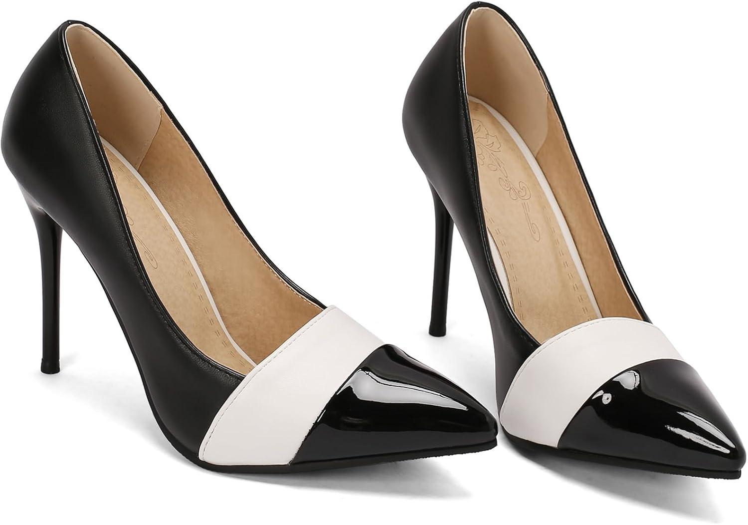 image:imageEscarpins enfiler pour femme avec bout pointu et talons aiguillesNoir
