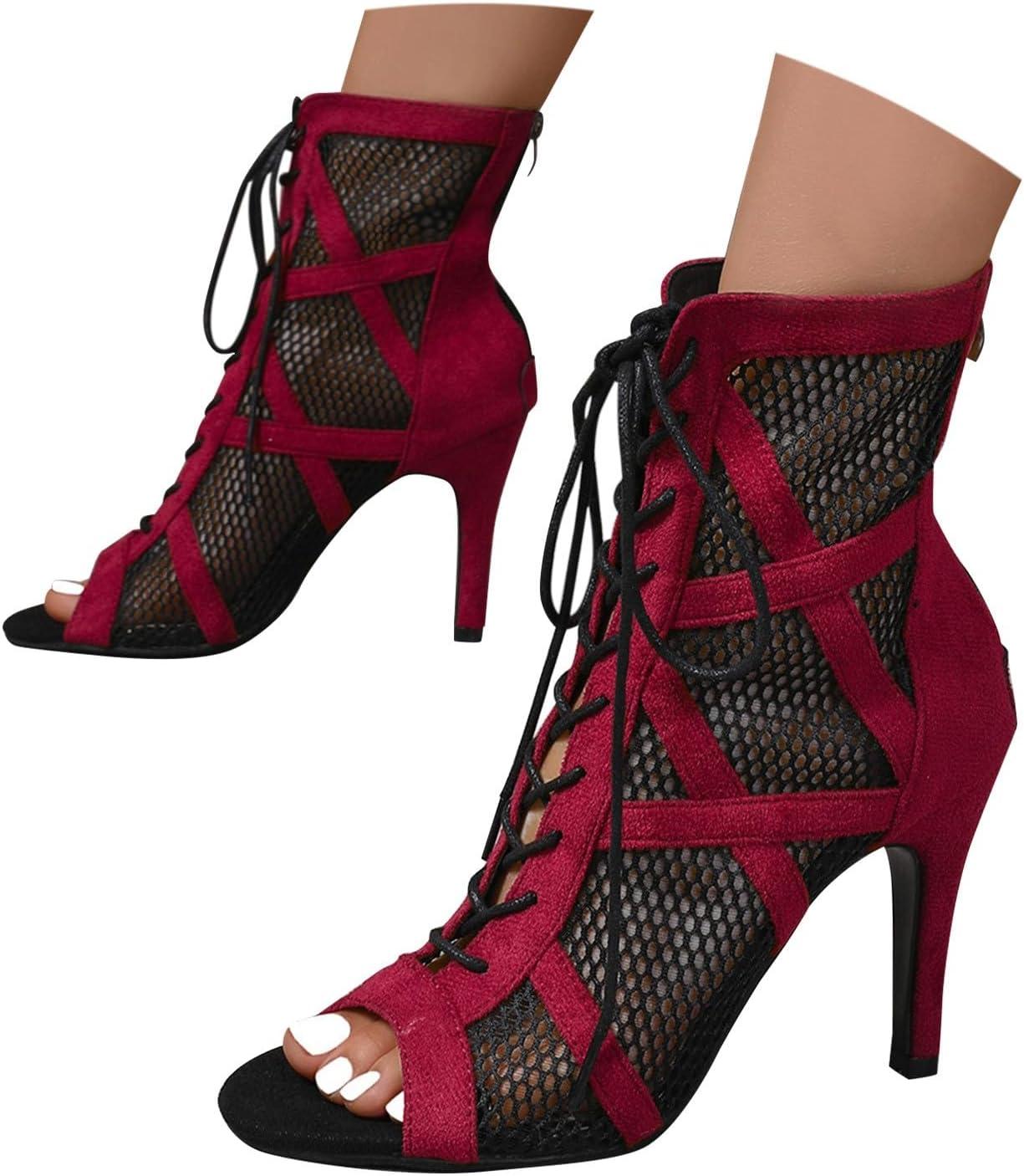 image:imageHeels Dance Shoes Talons Hauts Sexy Femme Sandales Fille lgantes Sandales Talons Hauts Escarpins Bout Ferm Sandales Talons Hauts De Soiree t Chaussures De Danse Latine Femme avec BoucleRouge01