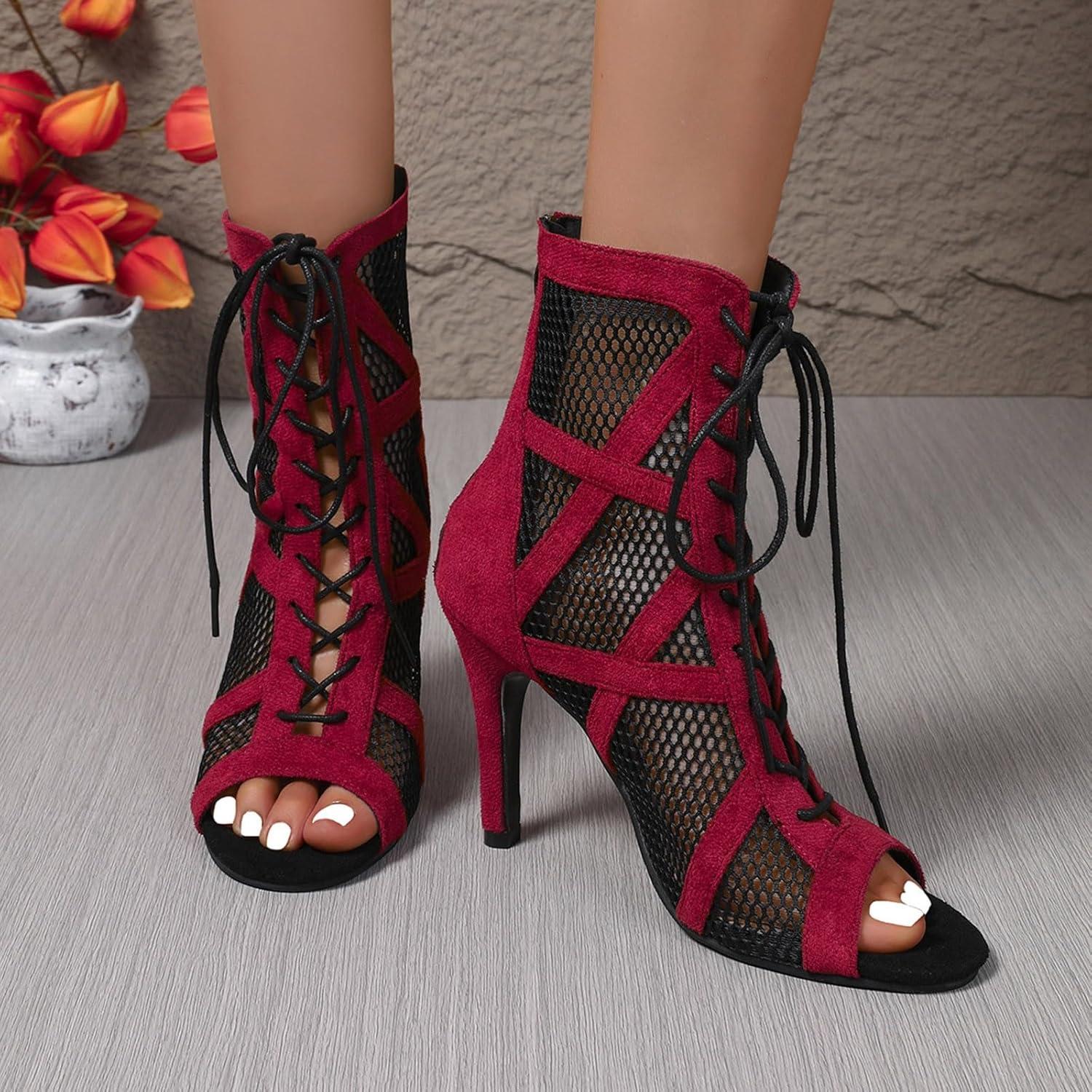 image:imageHeels Dance Shoes Talons Hauts Sexy Femme Sandales Fille lgantes Sandales Talons Hauts Escarpins Bout Ferm Sandales Talons Hauts De Soiree t Chaussures De Danse Latine Femme avec BoucleRouge01