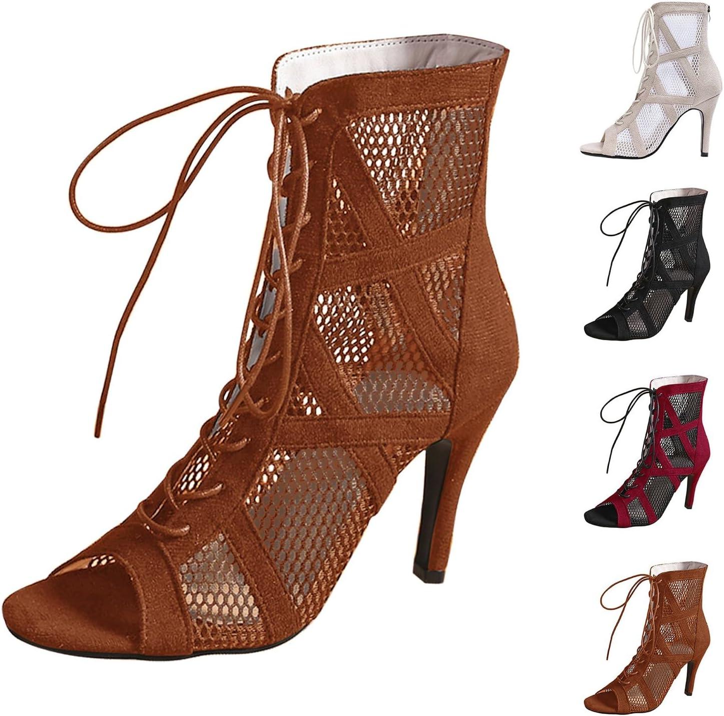 image:imageHeels Dance Shoes Talons Hauts Sexy Femme Sandales Fille lgantes Sandales Talons Hauts Escarpins Bout Ferm Sandales Talons Hauts De Soiree t Chaussures De Danse Latine Femme avec BoucleBrun01