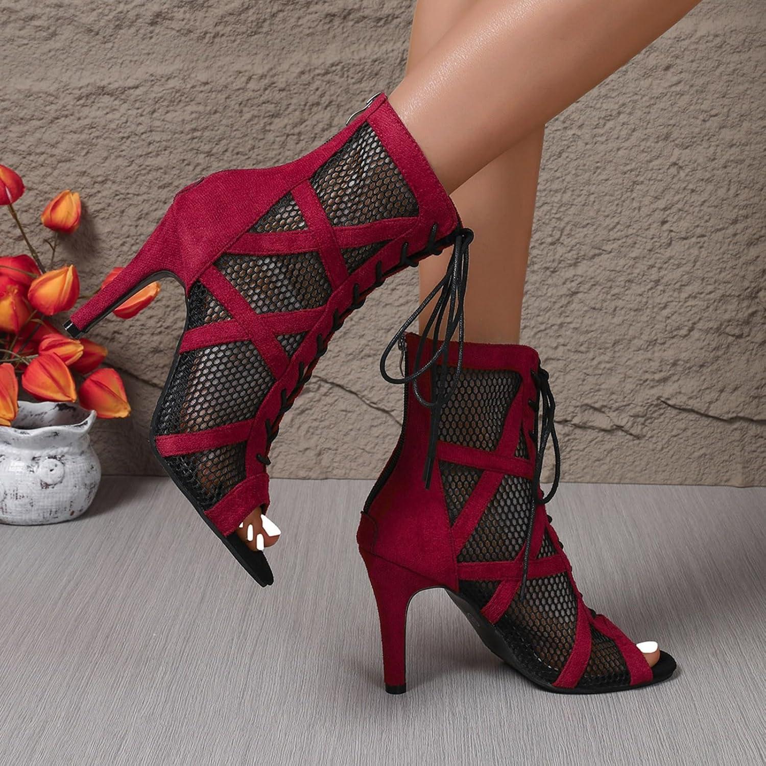 image:imageHeels Dance Shoes Talons Hauts Sexy Femme Sandales Fille lgantes Sandales Talons Hauts Escarpins Bout Ferm Sandales Talons Hauts De Soiree t Chaussures De Danse Latine Femme avec BoucleRouge01