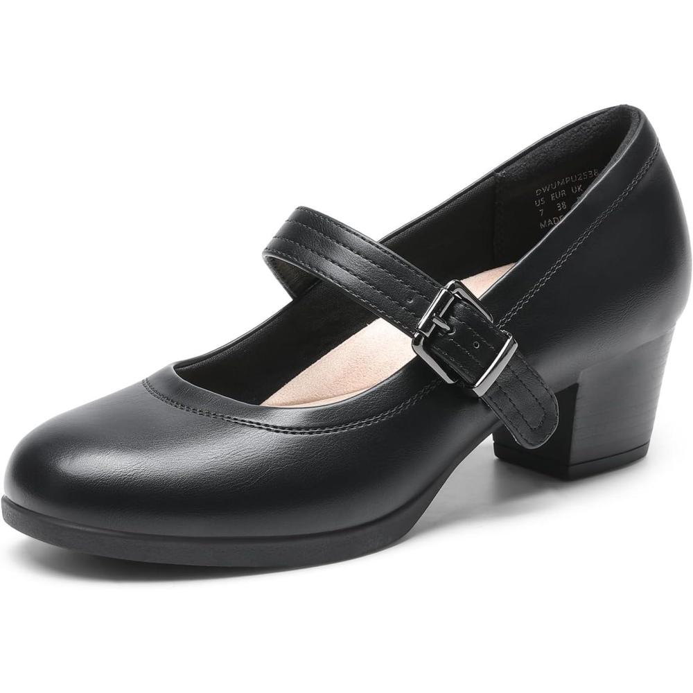 image:imageDREAM PAIRS Escarpins Femme Petit Talon Chaussures Mary Janes pour Femmes Confortables et Lgres DWUMPU2538Noir