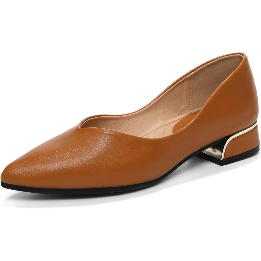 image:imageHIPPOSEUS Escarpins Femme lgantes Chaussures de Bureau Confortables Classique Chaussures Habilles avec Talon BlocModle 320Marron Pu Talon de 2 5 Cm