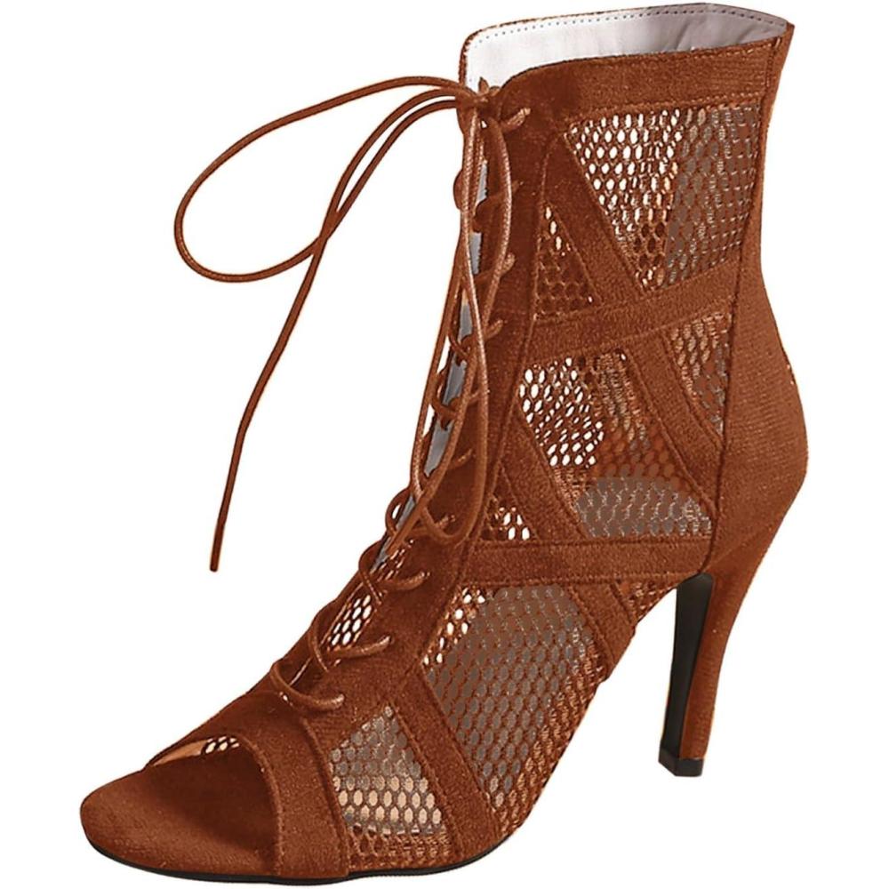 image:imageHeels Dance Shoes Talons Hauts Sexy Femme Sandales Fille lgantes Sandales Talons Hauts Escarpins Bout Ferm Sandales Talons Hauts De Soiree t Chaussures De Danse Latine Femme avec BoucleBrun01