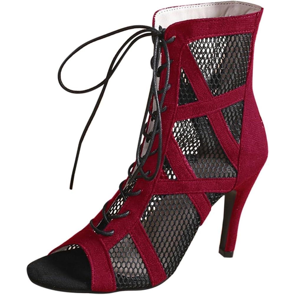 image:imageHeels Dance Shoes Talons Hauts Sexy Femme Sandales Fille lgantes Sandales Talons Hauts Escarpins Bout Ferm Sandales Talons Hauts De Soiree t Chaussures De Danse Latine Femme avec BoucleRouge01