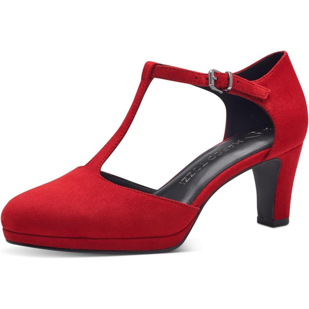 image:imageMARCO TOZZI Escarpins Brides Femme Vgans Talon ConiqueRouge Fonc