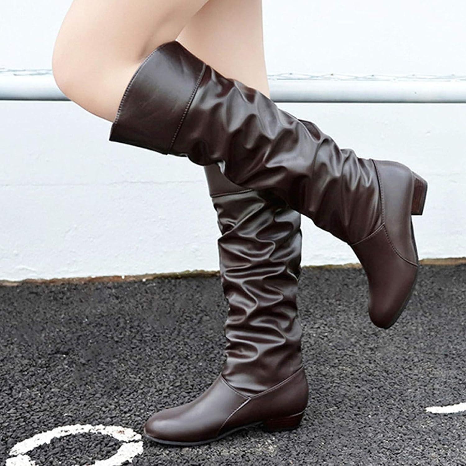 image:imageBotte Femme Bottine Bottes Equitation Western Cuissarde Disco Santiag Boots Moto Chaussure Vintage Medieval Classique Confort Chic Bottines Fantaisie Hiver TalonBrown