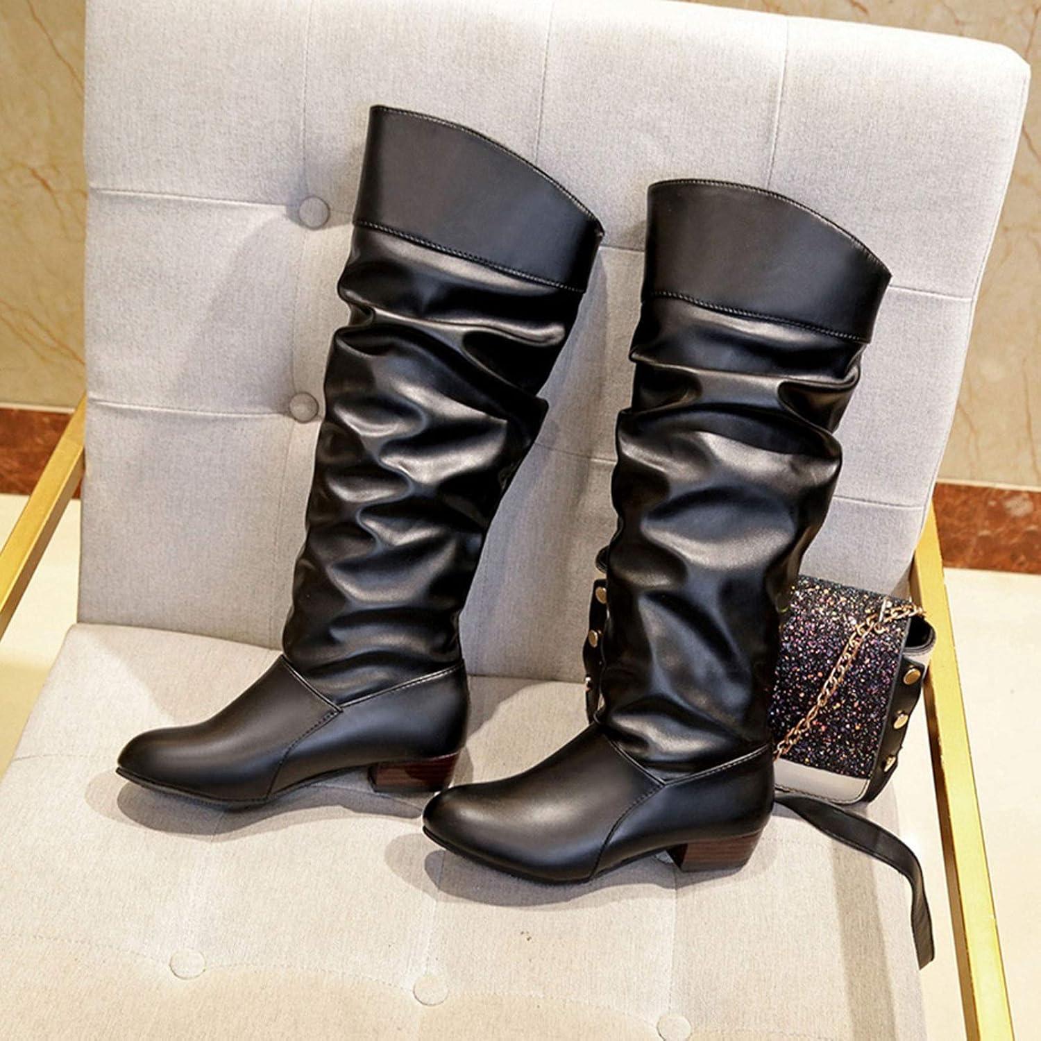 image:imageBotte Femme Bottine Bottes Equitation Western Cuissarde Disco Santiag Boots Moto Chaussure Vintage Medieval Classique Confort Chic Bottines Fantaisie Hiver TalonNoir