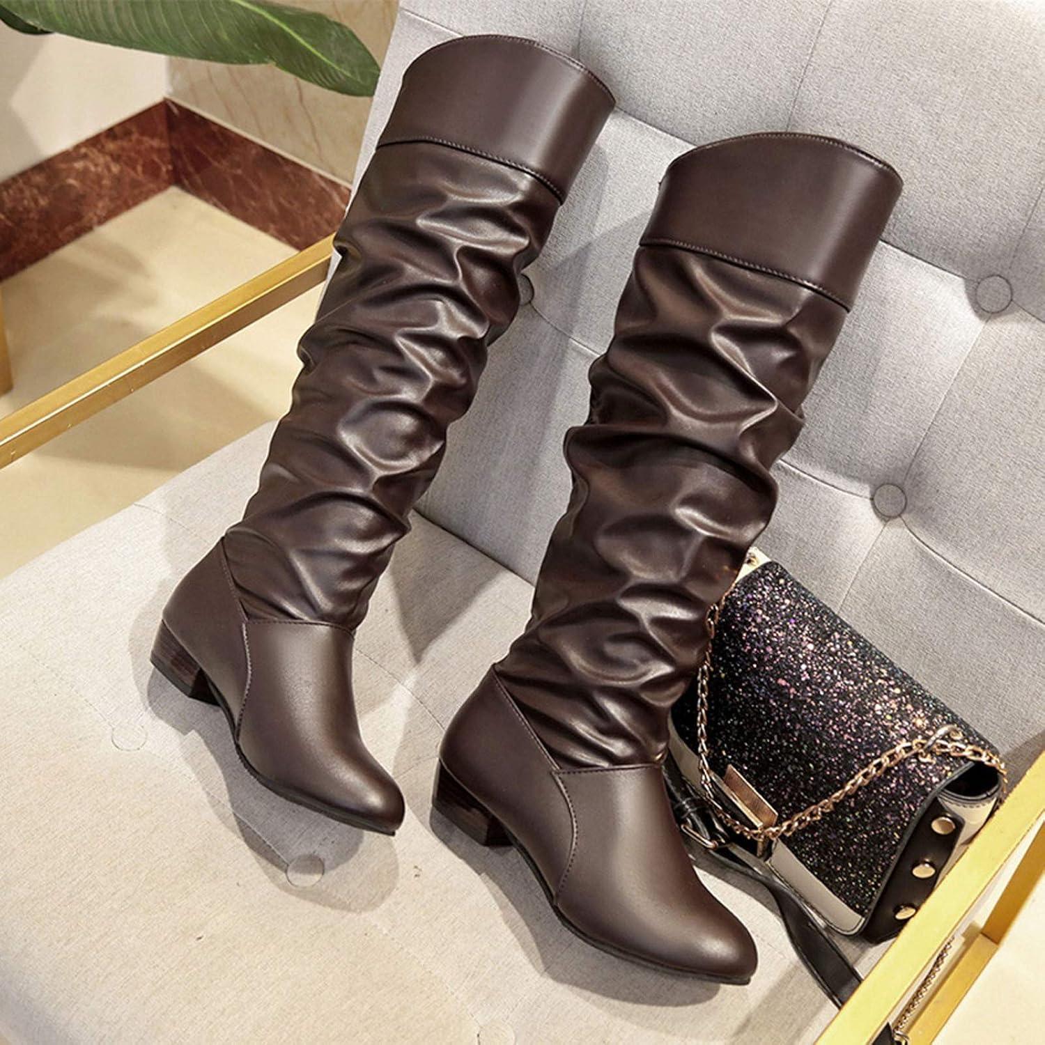image:imageBotte Femme Bottine Bottes Equitation Western Cuissarde Disco Santiag Boots Moto Chaussure Vintage Medieval Classique Confort Chic Bottines Fantaisie Hiver TalonBrown