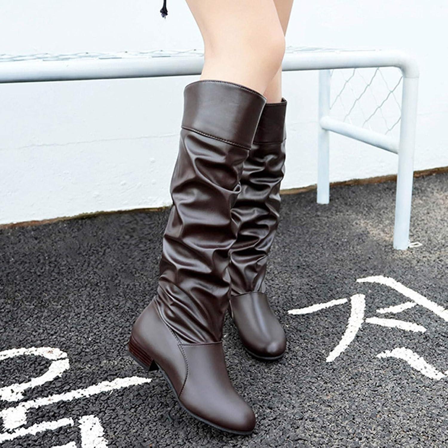image:imageBotte Femme Bottine Bottes Equitation Western Cuissarde Disco Santiag Boots Moto Chaussure Vintage Medieval Classique Confort Chic Bottines Fantaisie Hiver TalonBrown