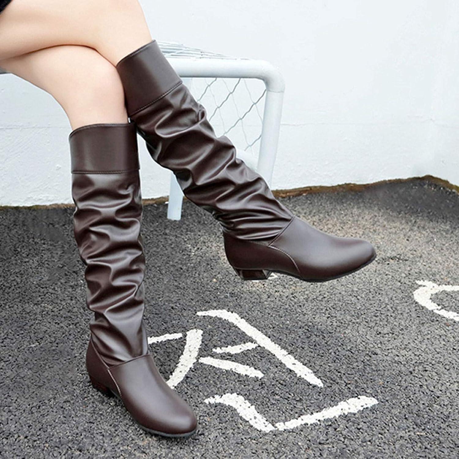 image:imageBotte Femme Bottine Bottes Equitation Western Cuissarde Disco Santiag Boots Moto Chaussure Vintage Medieval Classique Confort Chic Bottines Fantaisie Hiver TalonBrown