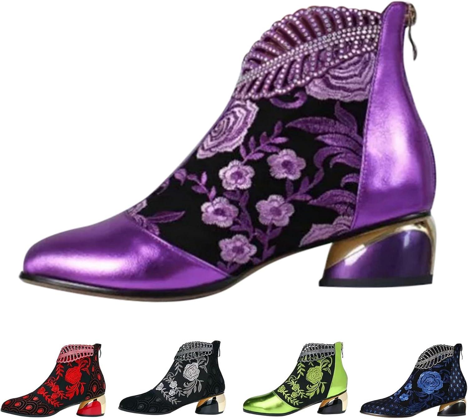 image:imageBottines noires pour femme avec talon Bottes dt pour femme Motif perfor Lgres Chaussures de danse modernes Respirantes Avec fleurs Bottes western paillettes Bottes gothiquesLilas