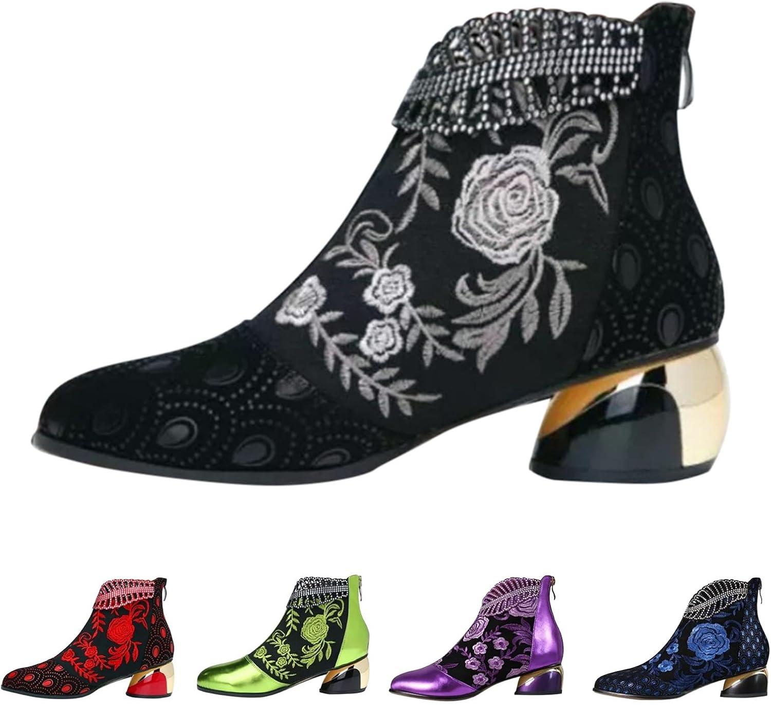 image:imageBottines noires pour femme avec talon Bottes dt pour femme Motif perfor Lgres Chaussures de danse modernes Respirantes Avec fleurs Bottes western paillettes Bottes gothiquesNoir