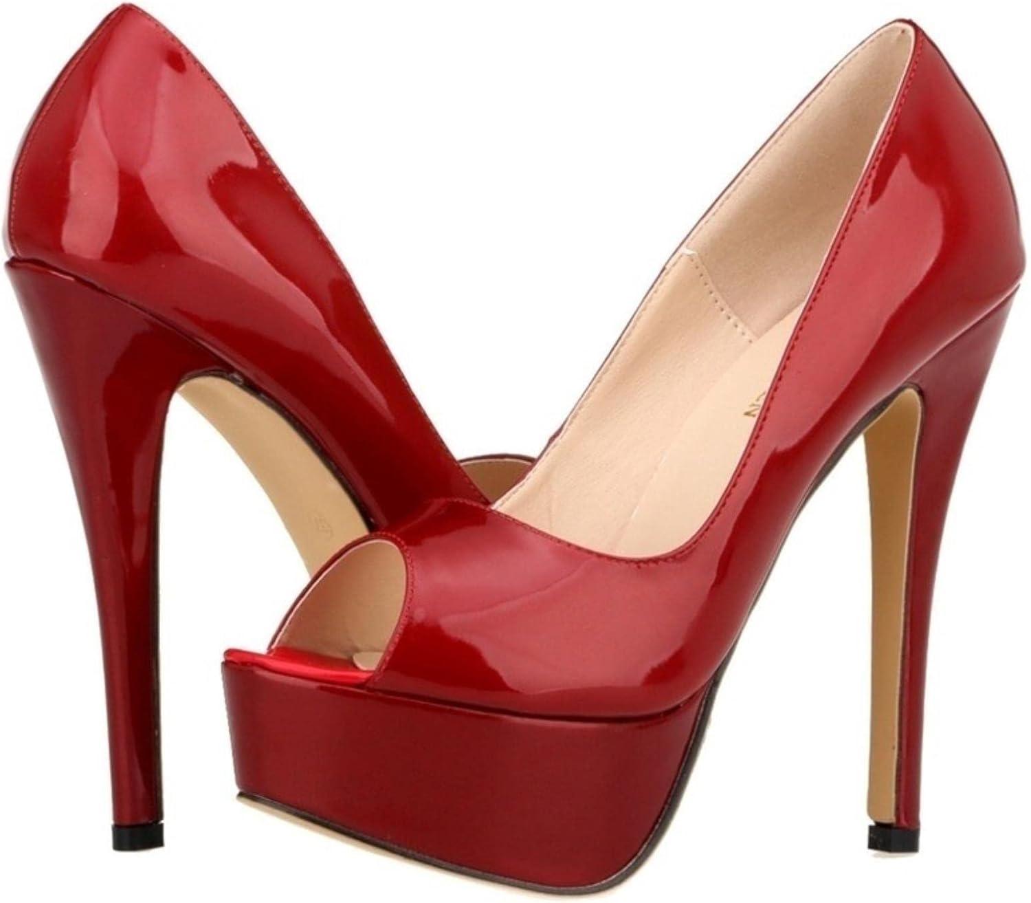 image:imageChaussures talons hauts sexy bout ouvert pour femme en cuir verni rougeViolet