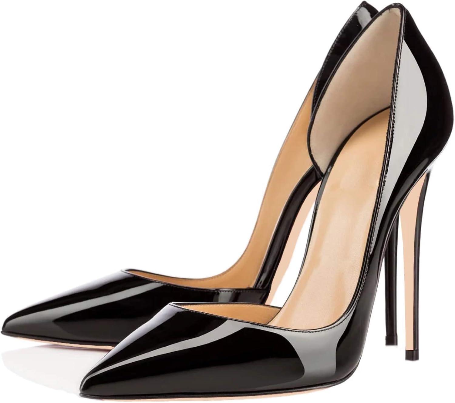 image:imageCuir brevet pour femme Doublure aiguille pointue sexy avec microfibre Talon super haut Escarpins de soire confortables avec femmes Za664sNoir