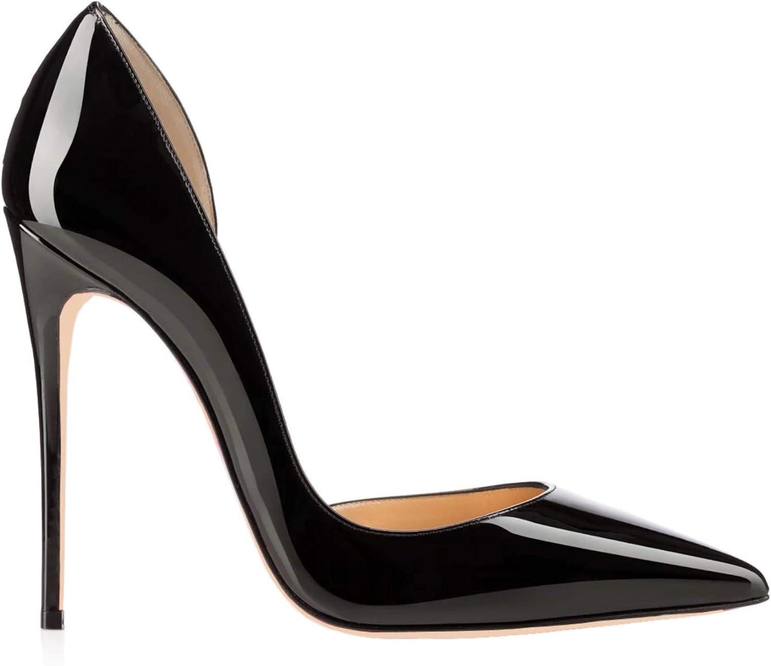 image:imageCuir brevet pour femme Doublure aiguille pointue sexy avec microfibre Talon super haut Escarpins de soire confortables avec femmes Za664sNoir