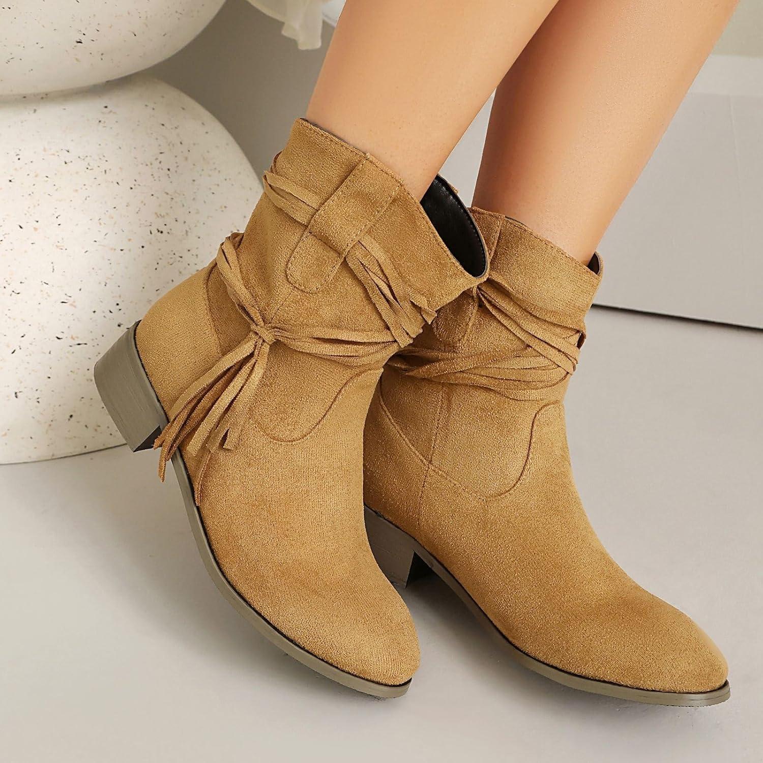 image:imageENEN Santiag Femme Cuir Western Taille 3439 Santiag Femme Gros Mollet Bottes Cowboy Talon Haut Bottes Western Country pour TrekkingFg27 Gris