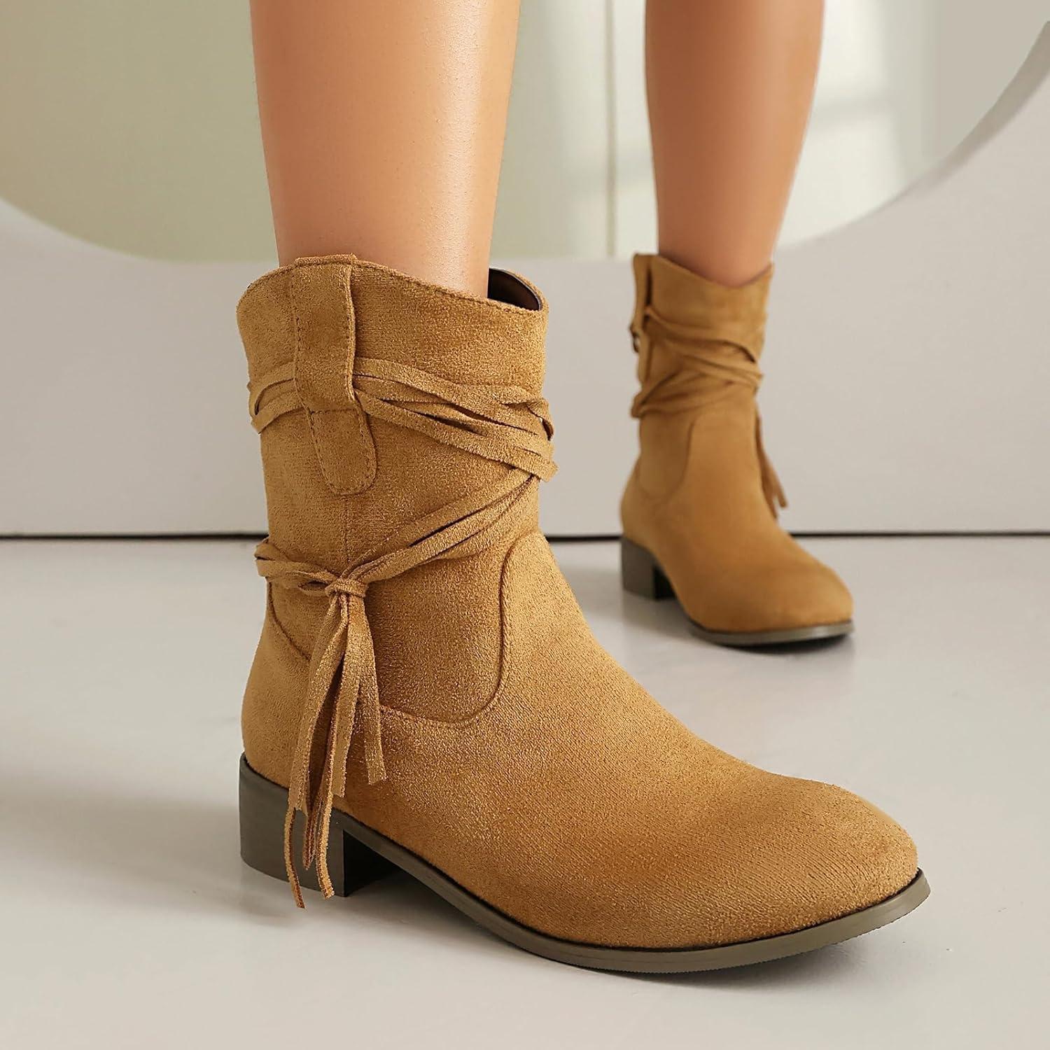 image:imageENEN Santiag Femme Cuir Western Taille 3439 Santiag Femme Gros Mollet Bottes Cowboy Talon Haut Bottes Western Country pour TrekkingFg27 Rose