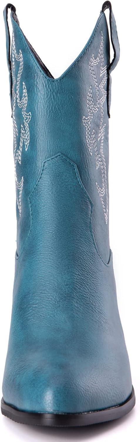 image:imageKurzwelle WesternCowboystiefel mit Spitzen Zehen und BlockabstzenBleu