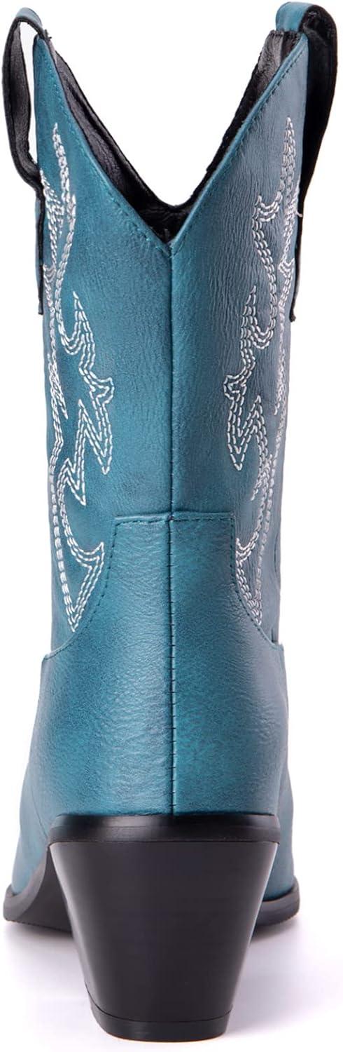 image:imageKurzwelle WesternCowboystiefel mit Spitzen Zehen und BlockabstzenBleu