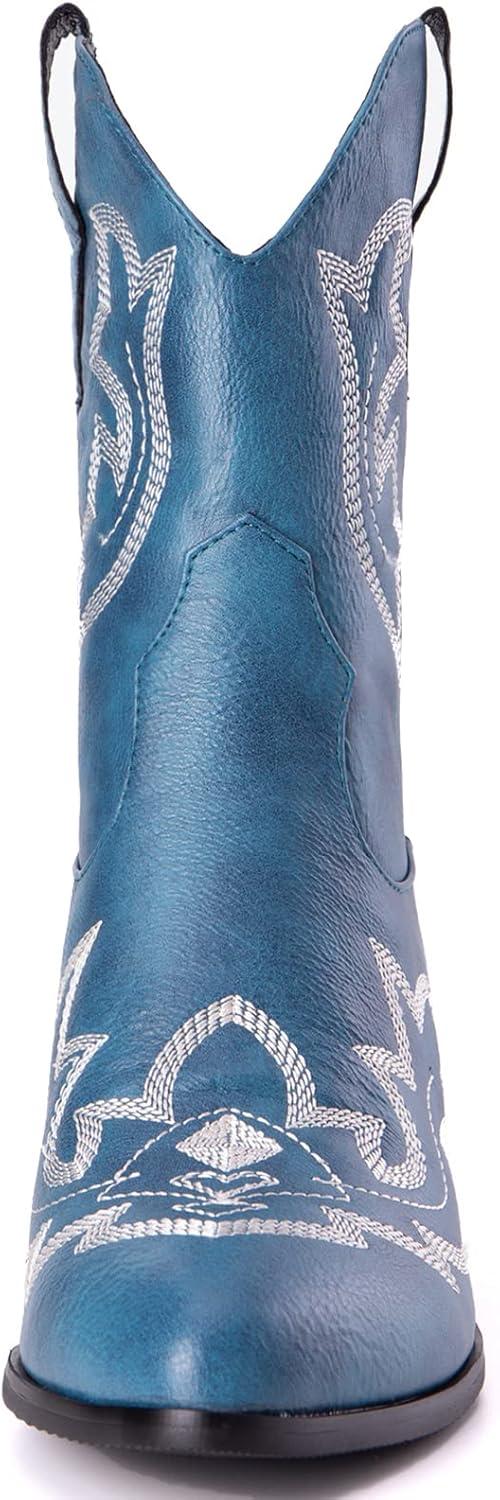 image:imageKurzwelle WesternCowboystiefel mit Spitzen Zehen und BlockabstzenBleu1