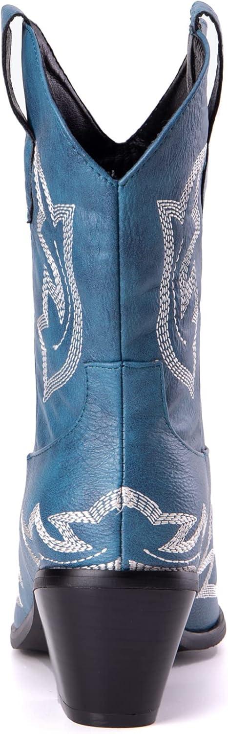 image:imageKurzwelle WesternCowboystiefel mit Spitzen Zehen und BlockabstzenBleu1