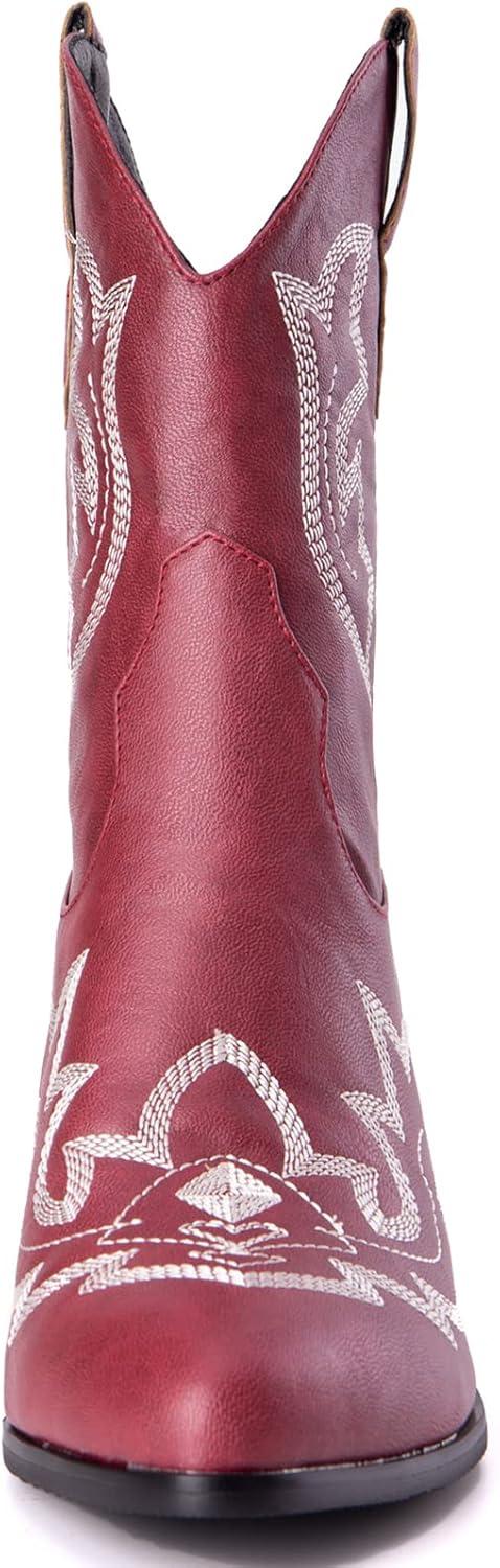 image:imageKurzwelle WesternCowboystiefel mit Spitzen Zehen und BlockabstzenBordeaux 1