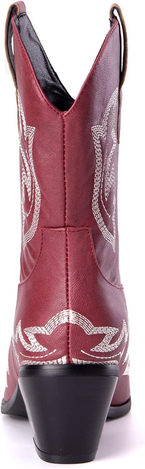 image:imageKurzwelle WesternCowboystiefel mit Spitzen Zehen und BlockabstzenBordeaux 1