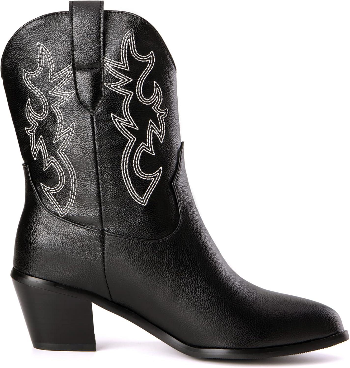 image:imageKurzwelle WesternCowboystiefel mit Spitzen Zehen und BlockabstzenNoir
