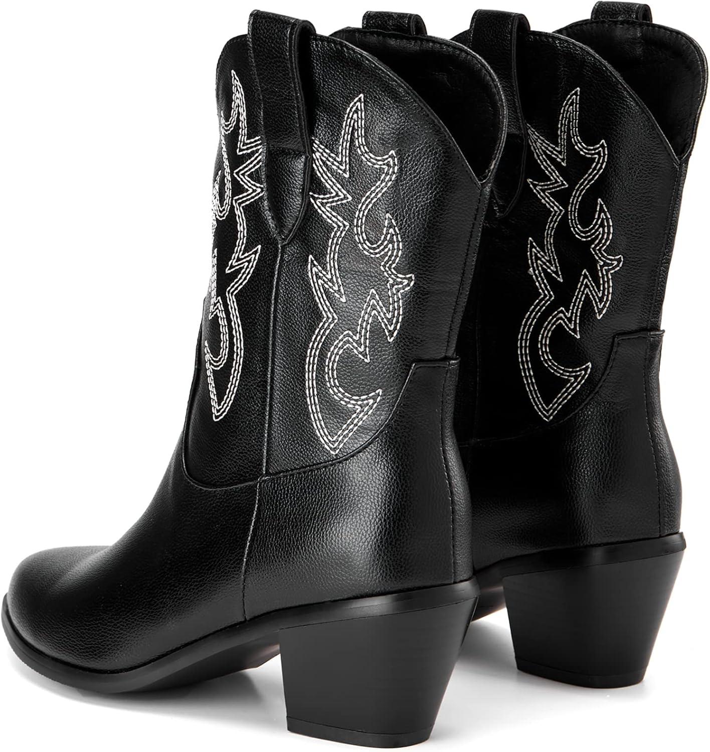 image:imageKurzwelle WesternCowboystiefel mit Spitzen Zehen und BlockabstzenNoir