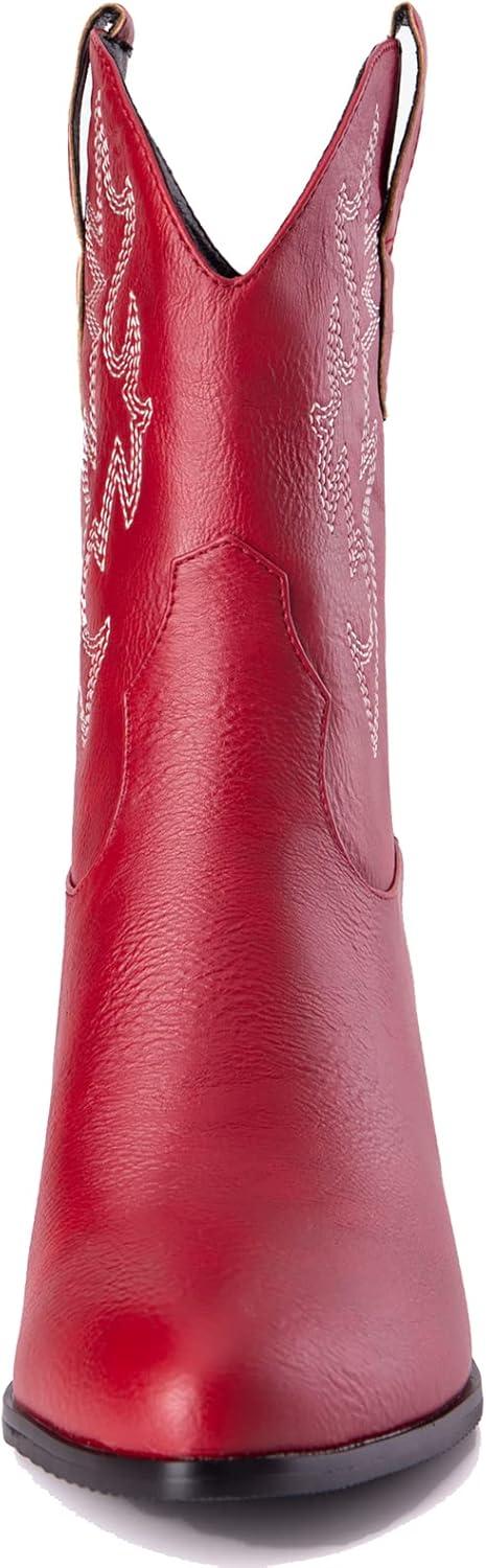 image:imageKurzwelle WesternCowboystiefel mit Spitzen Zehen und BlockabstzenRouge