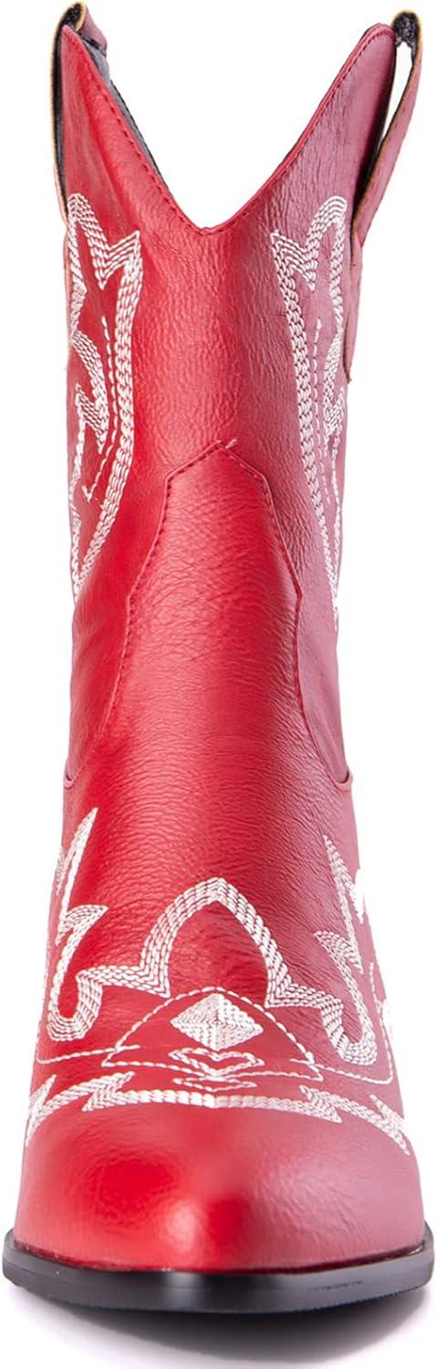 image:imageKurzwelle WesternCowboystiefel mit Spitzen Zehen und BlockabstzenRouge1