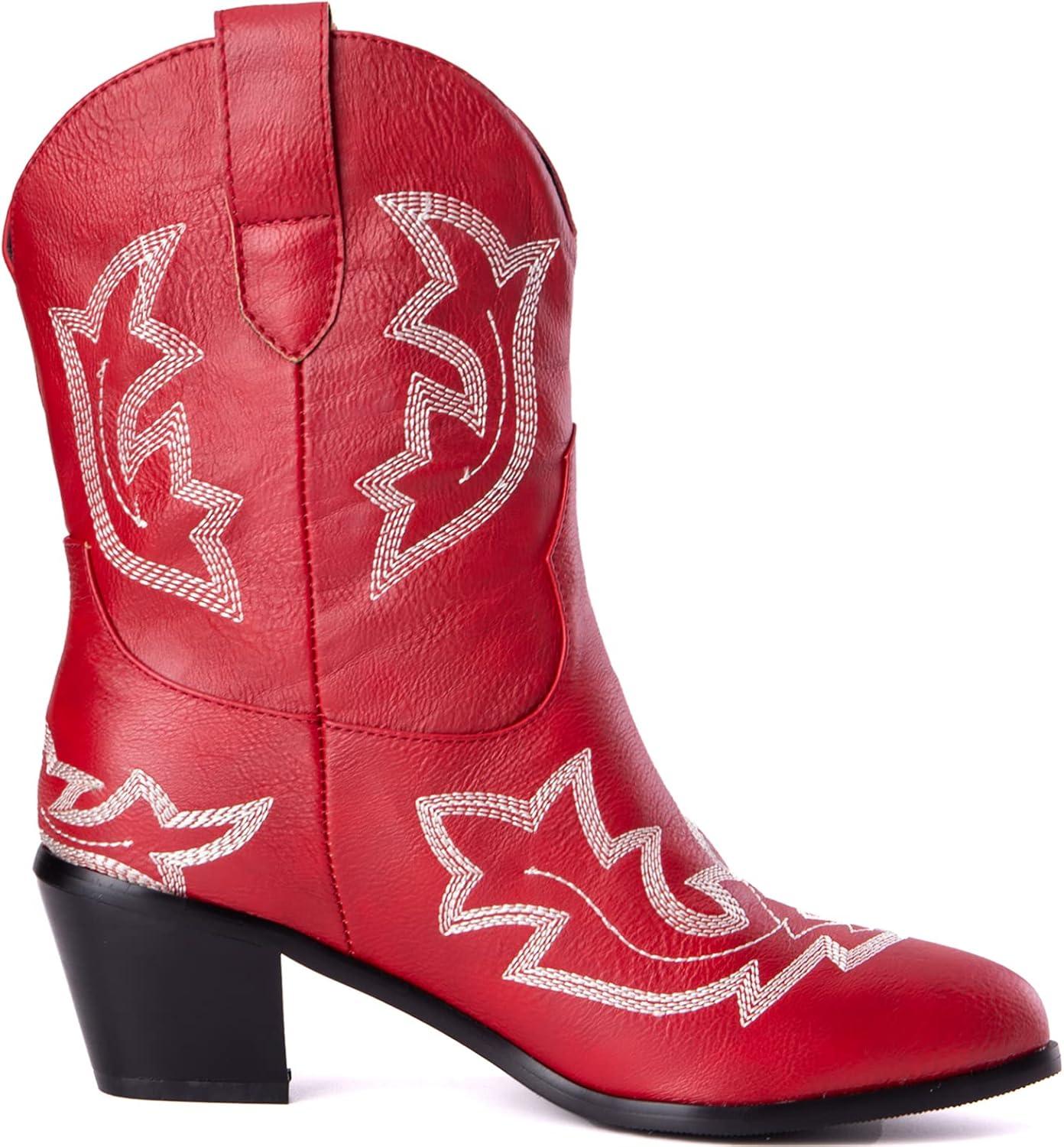 image:imageKurzwelle WesternCowboystiefel mit Spitzen Zehen und BlockabstzenRouge1