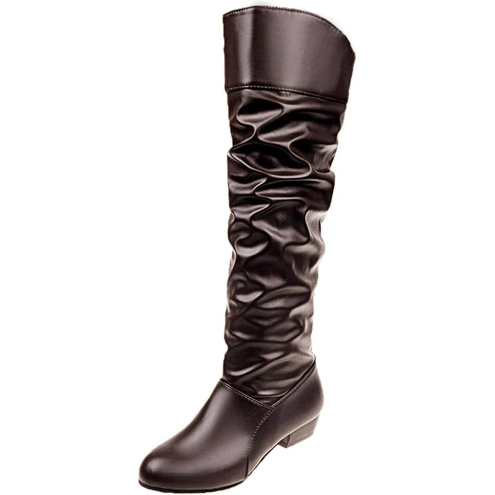 image:imageBotte Femme Bottine Bottes Equitation Western Cuissarde Disco Santiag Boots Moto Chaussure Vintage Medieval Classique Confort Chic Bottines Fantaisie Hiver TalonBrown
