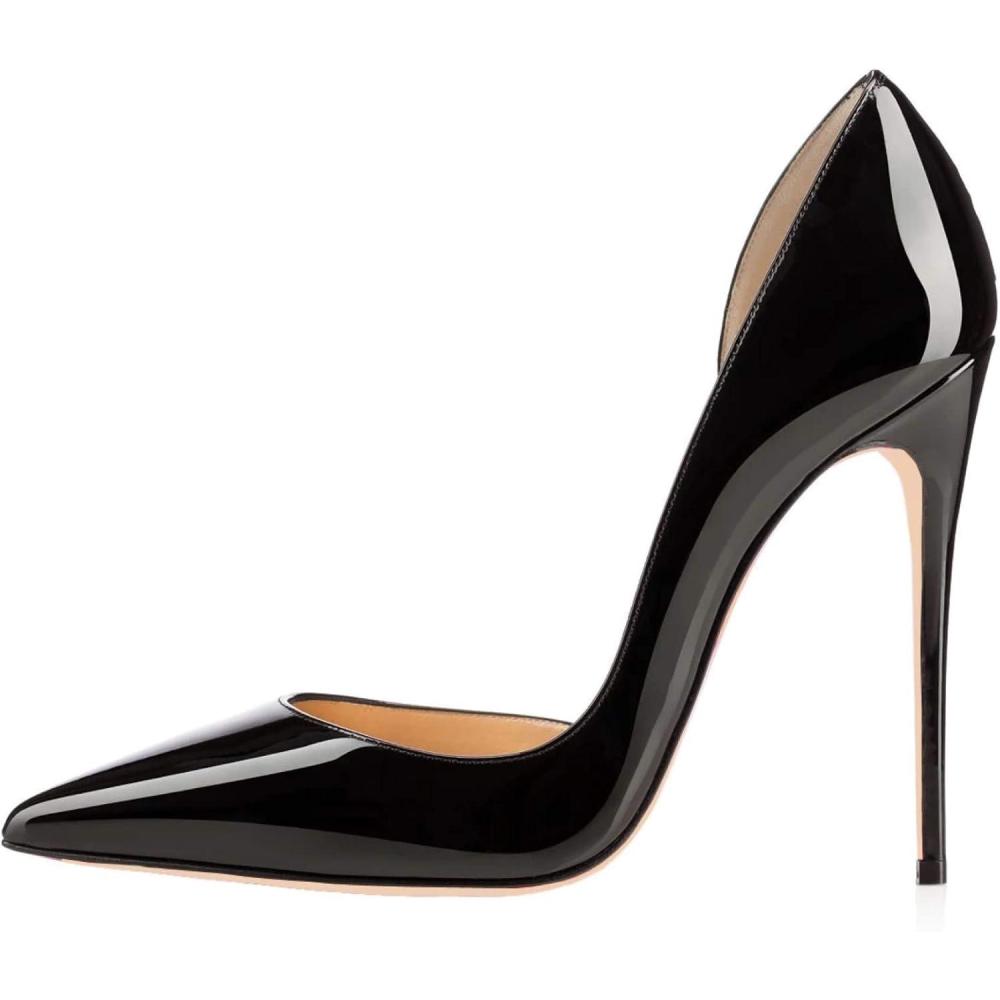 image:imageCuir brevet pour femme Doublure aiguille pointue sexy avec microfibre Talon super haut Escarpins de soire confortables avec femmes Za664sNoir
