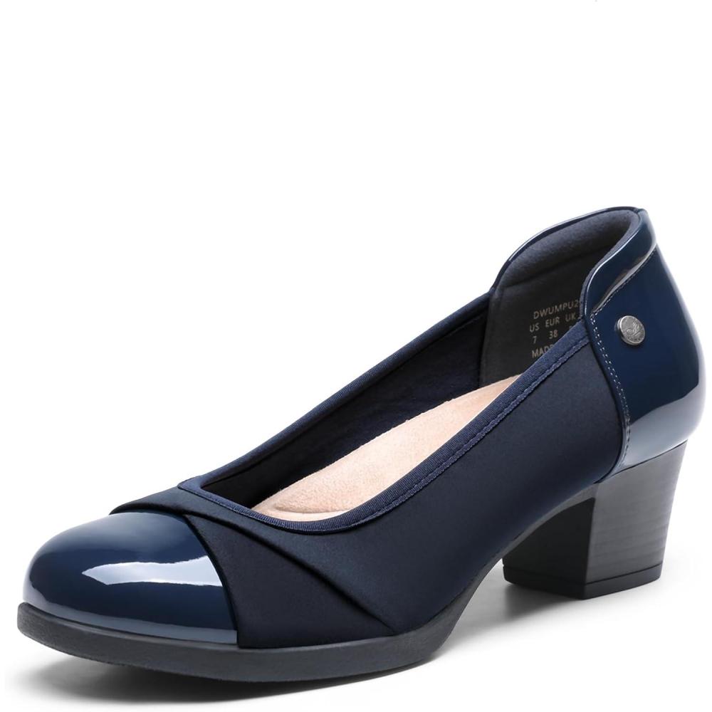 image:imageDREAM PAIRS Escarpins Femme lgantes et Respirantes Chaussure Talon Bas Confortable Escarpin pour FemmesMarine