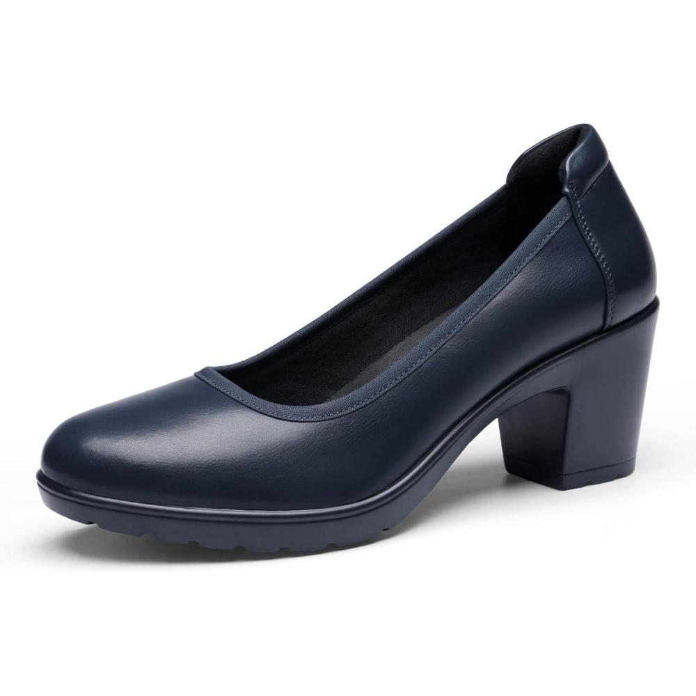 image:imageDREAM PAIRS Femmes Escarpins Chaussures Talon Haut Chaussures Classiques pour Dame Mariage BureauBleu Marine E