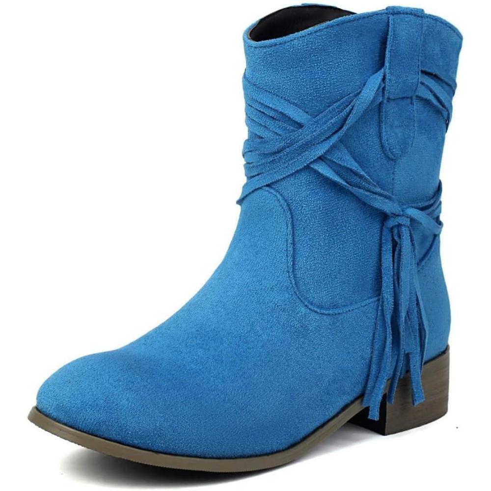 image:imageENEN Santiag Femme Cuir Western Taille 3439 Santiag Femme Gros Mollet Bottes Cowboy Talon Haut Bottes Western Country pour TrekkingFg27 Bleu