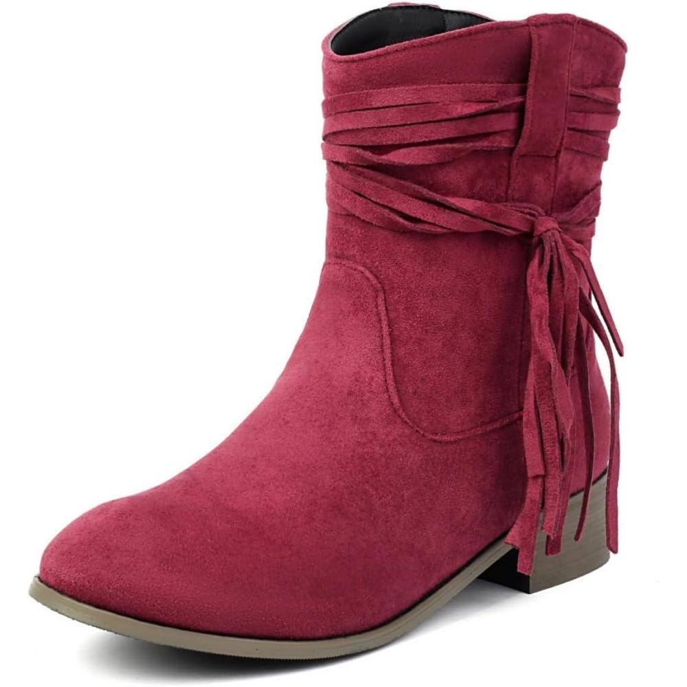 image:imageENEN Santiag Femme Cuir Western Taille 3439 Santiag Femme Gros Mollet Bottes Cowboy Talon Haut Bottes Western Country pour TrekkingFg27 Bordeaux