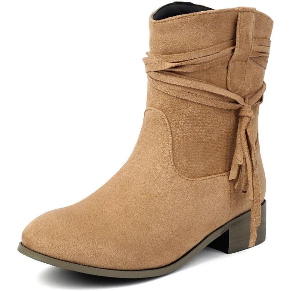 image:imageENEN Santiag Femme Cuir Western Taille 3439 Santiag Femme Gros Mollet Bottes Cowboy Talon Haut Bottes Western Country pour TrekkingFg27 Marron