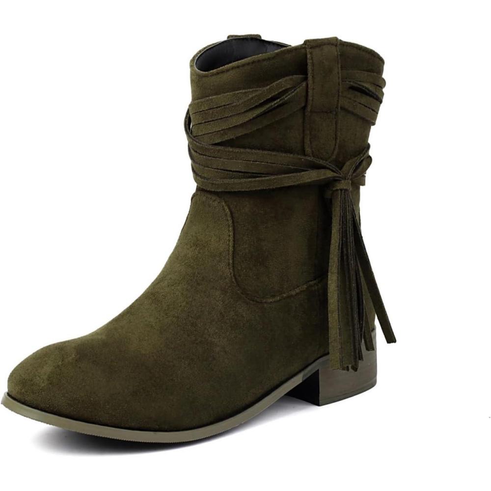 image:imageENEN Santiag Femme Cuir Western Taille 3439 Santiag Femme Gros Mollet Bottes Cowboy Talon Haut Bottes Western Country pour TrekkingFg27 Vert