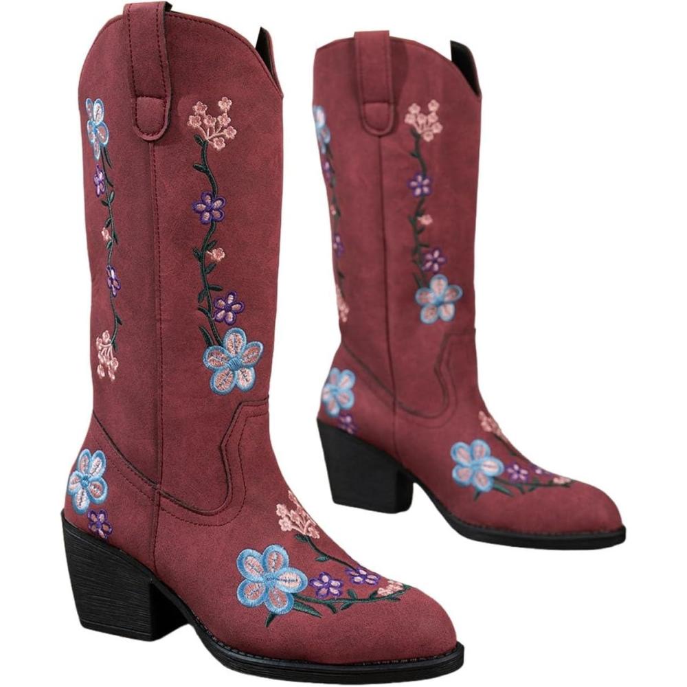 image:imageENEN Santiag Femme Cuir Western Taille 3643 Santiag Femme Gros Mollet Bottes Cowboy Talon Haut avec Fermeture clair Bottes Western Country pour TrekkingFr99 Bleu
